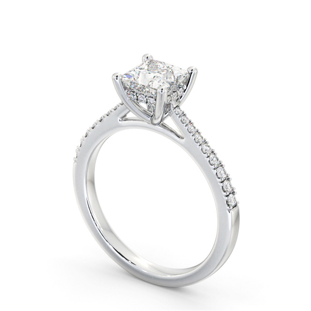 Princess Diamond Engagement Ring 18K White Gold Solitaire With Side Stones - Aylin ENPR63S_WG_SIDE