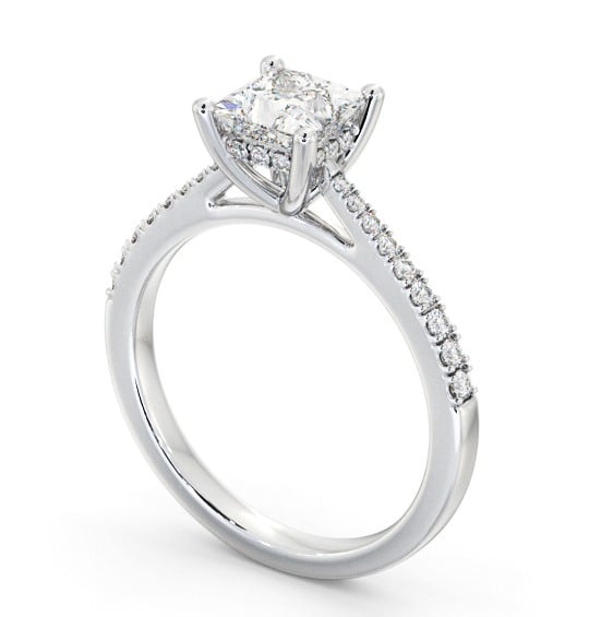  Princess Diamond Engagement Ring 9K White Gold Solitaire With Side Stones - Aylin ENPR63S_WG_THUMB1 
