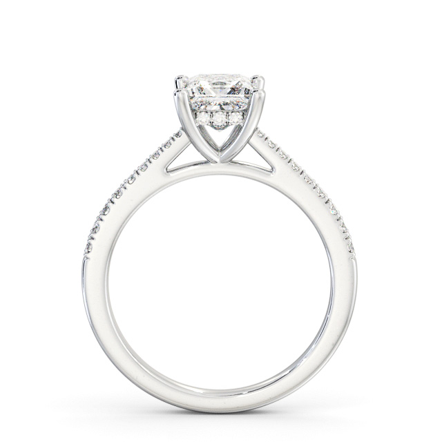 Princess Diamond Engagement Ring 18K White Gold Solitaire With Side Stones - Aylin ENPR63S_WG_UP
