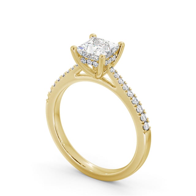 Princess Diamond Engagement Ring 18K Yellow Gold Solitaire With Side Stones - Aylin ENPR63S_YG_SIDE