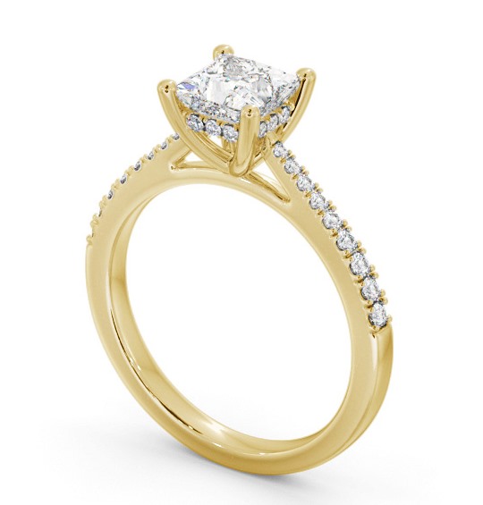 Princess Diamond Engagement Ring 9K Yellow Gold Solitaire with Channel Set Side Stones and Diamond Set Rail ENPR63S_YG_THUMB1