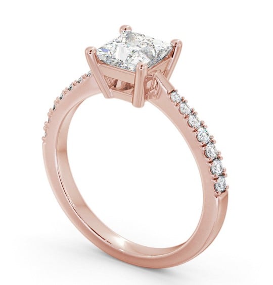  Princess Diamond Engagement Ring 18K Rose Gold Solitaire With Side Stones - Cotteridge ENPR64S_RG_THUMB1 
