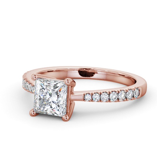  Princess Diamond Engagement Ring 9K Rose Gold Solitaire With Side Stones - Cotteridge ENPR64S_RG_THUMB2 