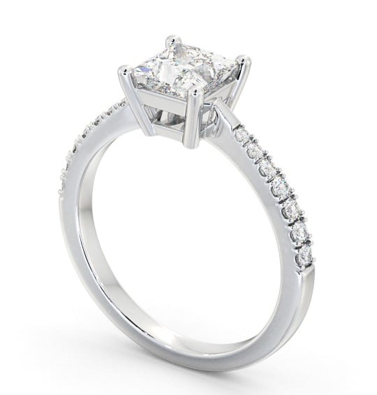 Princess Diamond Engagement Ring Platinum Solitaire With Side Stones - Cotteridge ENPR64S_WG_THUMB1