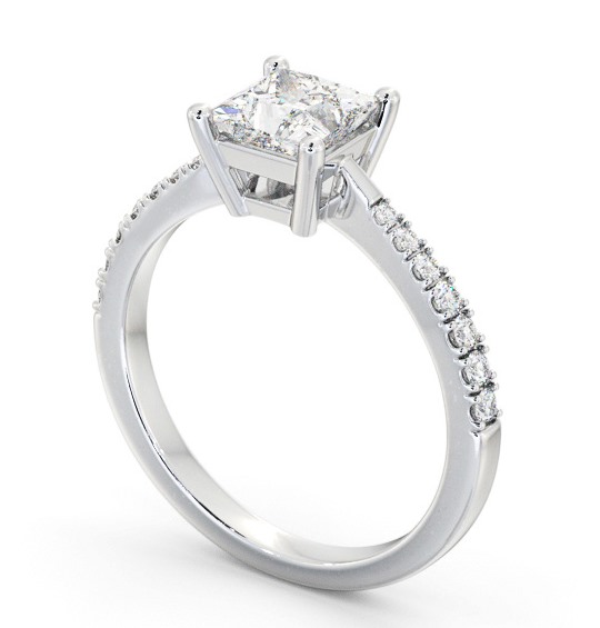 Princess Diamond Tapered Band Engagement Ring 18K White Gold Solitaire with Channel Set Side Stones ENPR64S_WG_THUMB1 