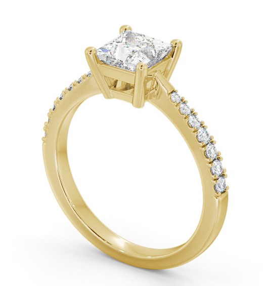 Princess Diamond Engagement Ring 18K Yellow Gold Solitaire With Side Stones - Cotteridge ENPR64S_YG_THUMB1