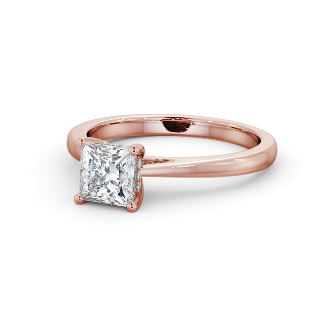 Princess Diamond Engagement Ring 9K Rose Gold Solitaire - Ivegil ENPR65_RG_FLAT