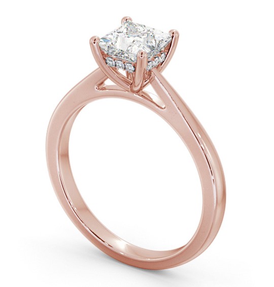 Princess Diamond Engagement Ring with Diamond Set Rail 9K Rose Gold Solitaire ENPR65_RG_THUMB1 