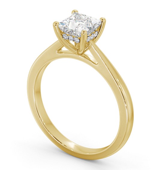 Princess Diamond Engagement Ring with Diamond Set Rail 9K Yellow Gold Solitaire ENPR65_YG_THUMB1