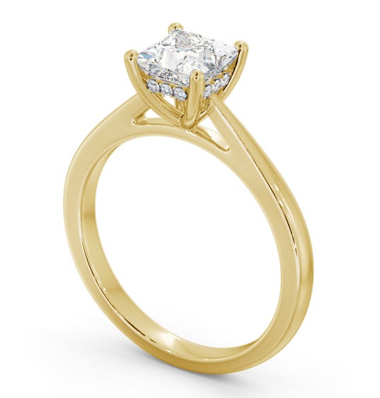 Princess Diamond Engagement Ring with Diamond Set Rail 9K Yellow Gold Solitaire ENPR65_YG_THUMB1 