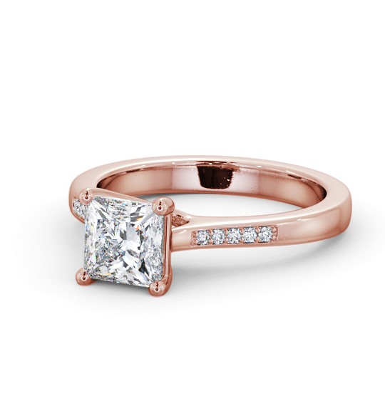  Princess Diamond Engagement Ring 18K Rose Gold Solitaire With Side Stones - Ulrikas ENPR65S_RG_THUMB2 