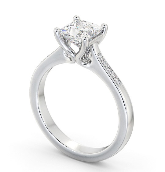 Princess Diamond Elevated Setting Engagement Ring 18K White Gold Solitaire with Channel Set Side Stones ENPR65S_WG_THUMB1 