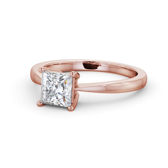 Princess Diamond Engagement Ring 9K Rose Gold Solitaire - Leziate ENPR66_RG_FLAT