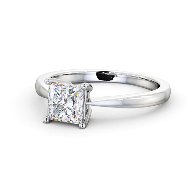 Princess Diamond Engagement Ring 18K White Gold Solitaire - Leziate ENPR66_WG_FLAT
