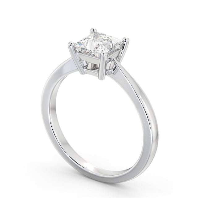 Princess Diamond Engagement Ring 18K White Gold Solitaire - Leziate ENPR66_WG_SIDE