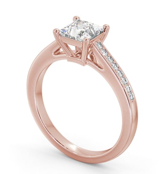  Princess Diamond Engagement Ring 18K Rose Gold Solitaire With Side Stones - Claudette ENPR66S_RG_THUMB1 