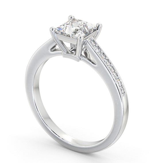 Princess Diamond Box Style Setting Engagement Ring Palladium Solitaire with Channel Set Side Stones ENPR66S_WG_THUMB1