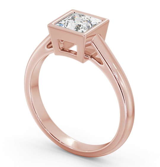 Princess Diamond Bezel Set Engagement Ring 18K Rose Gold Solitaire ENPR67_RG_THUMB1