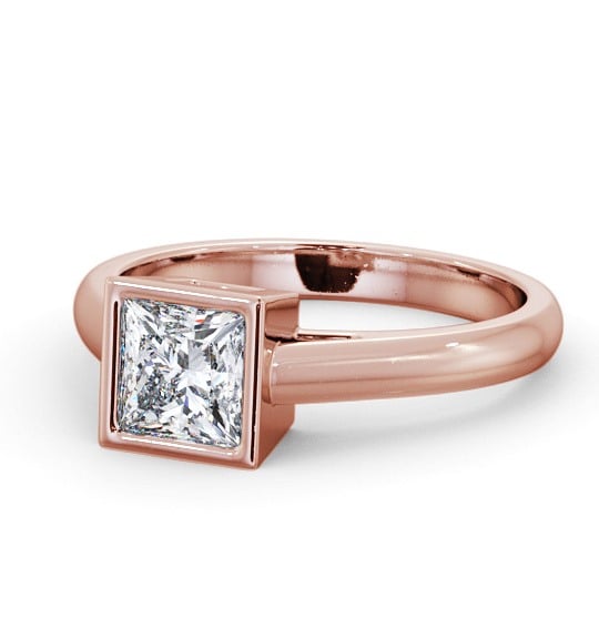Princess Diamond Bezel Set Engagement Ring 18K Rose Gold Solitaire ENPR67_RG_THUMB2 