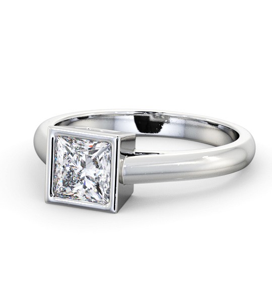 Princess Diamond Bezel Set Engagement Ring 18K White Gold Solitaire ENPR67_WG_THUMB2 