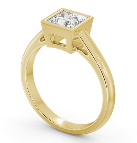 Princess Diamond Bezel Set Engagement Ring 18K Yellow Gold Solitaire ENPR67_YG_THUMB1