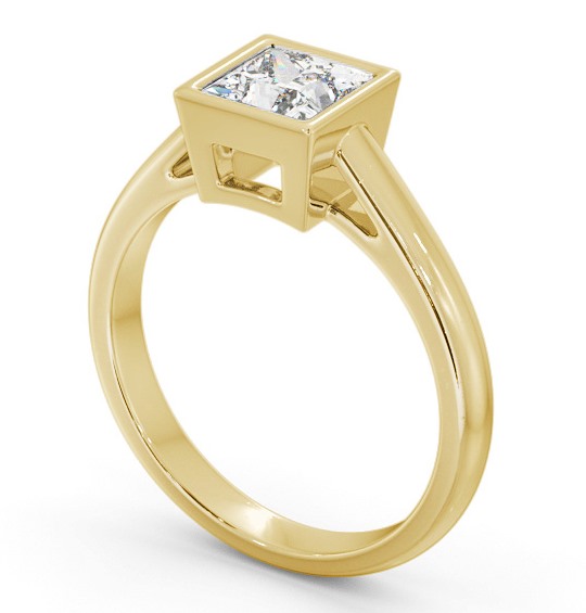 Princess Diamond Bezel Set Engagement Ring 18K Yellow Gold Solitaire ENPR67_YG_THUMB1 