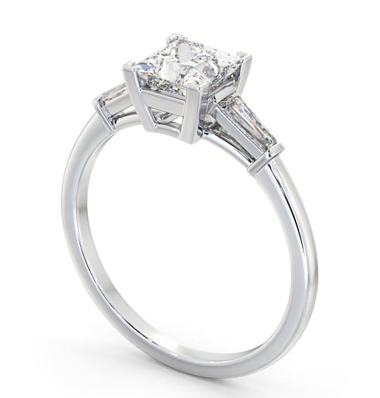  Princess Diamond Engagement Ring 9K White Gold Solitaire With Side Stones - Brinsford ENPR67S_WG_THUMB1 