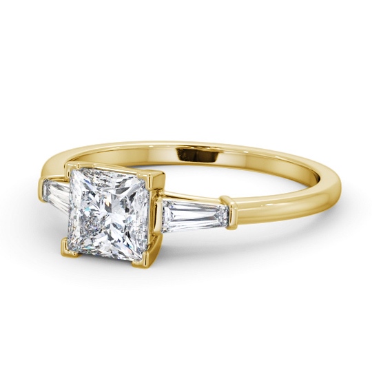  Princess Diamond Engagement Ring 9K Yellow Gold Solitaire With Side Stones - Brinsford ENPR67S_YG_THUMB2 