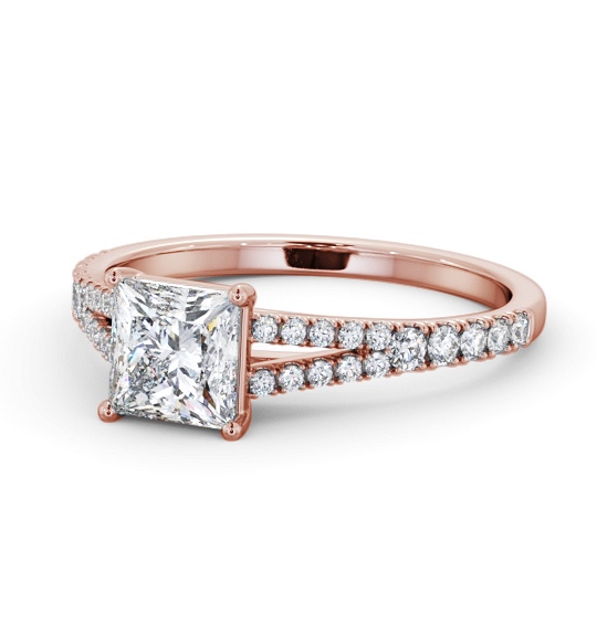  Princess Diamond Engagement Ring 9K Rose Gold Solitaire With Side Stones - Harrington ENPR68S_RG_THUMB2 
