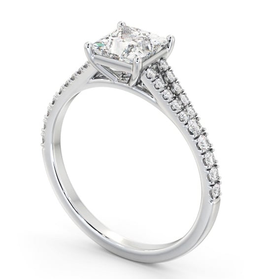  Princess Diamond Engagement Ring 18K White Gold Solitaire With Side Stones - Harrington ENPR68S_WG_THUMB1 