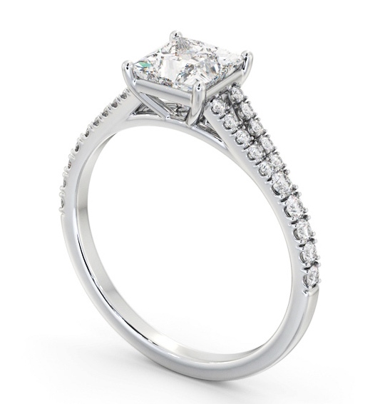 Princess Diamond Split Band Engagement Ring 18K White Gold Solitaire with Channel Set Side Stones ENPR68S_WG_THUMB1 