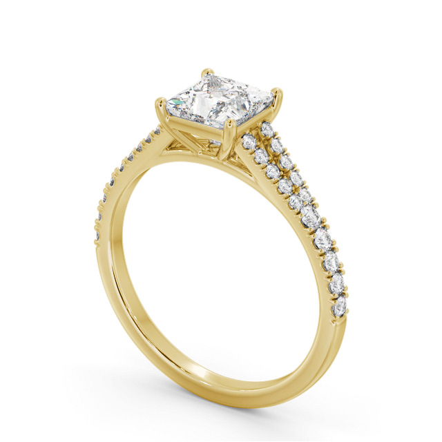 Princess Diamond Engagement Ring 18K Yellow Gold Solitaire With Side Stones - Harrington ENPR68S_YG_SIDE