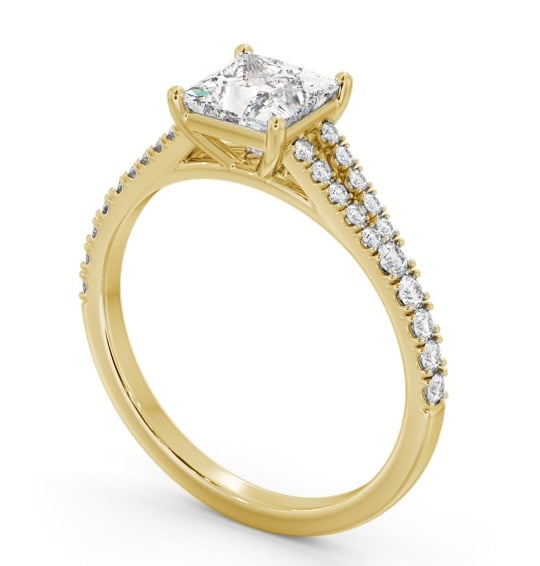  Princess Diamond Engagement Ring 18K Yellow Gold Solitaire With Side Stones - Harrington ENPR68S_YG_THUMB1 