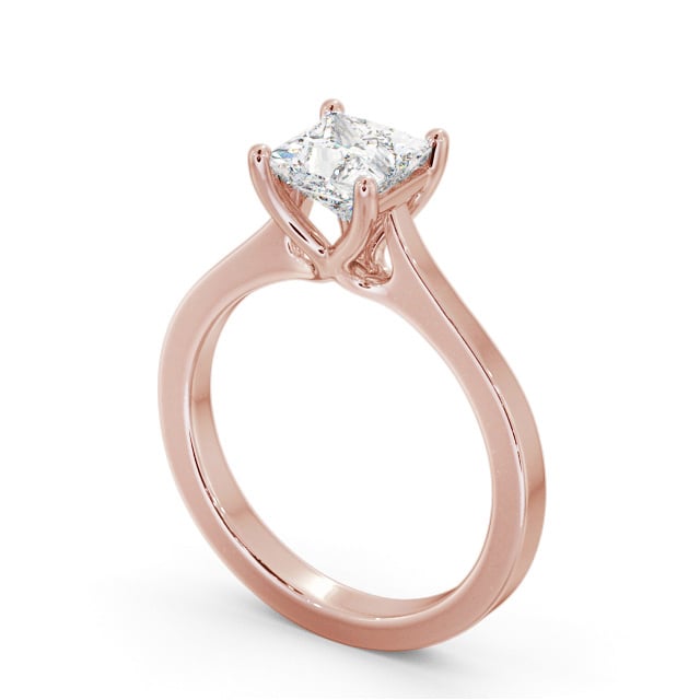 Princess Diamond Engagement Ring 18K Rose Gold Solitaire - Luner ENPR69_RG_SIDE