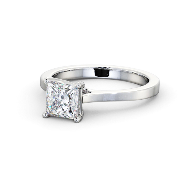 Princess Diamond Engagement Ring Platinum Solitaire - Luner ENPR69_WG_FLAT