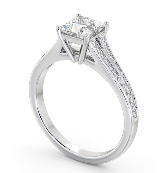 Princess Diamond Split Channel Engagement Ring Platinum Solitaire with Channel Set Side Stones ENPR69S_WG_THUMB1