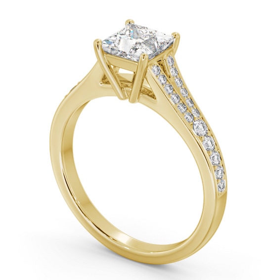  Princess Diamond Engagement Ring 9K Yellow Gold Solitaire With Side Stones - Everingham ENPR69S_YG_THUMB1 