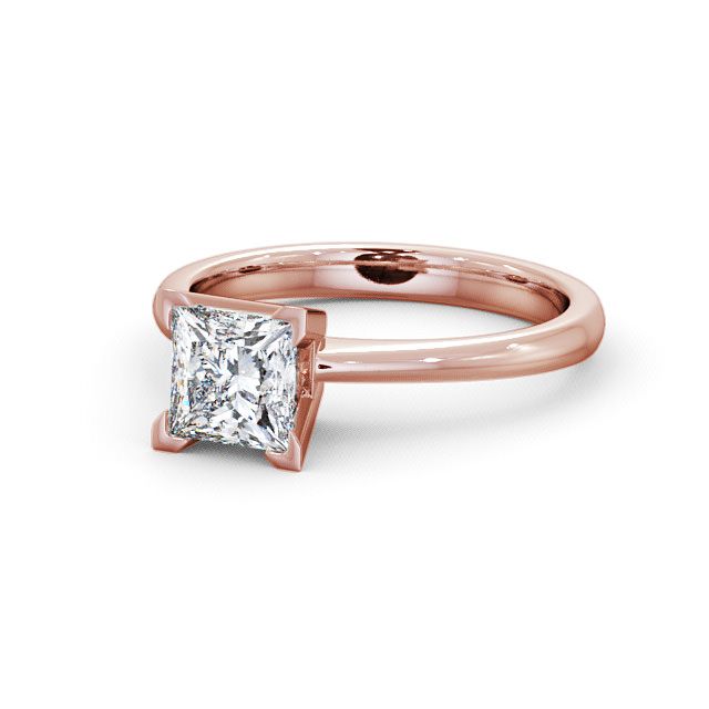 Princess Diamond Engagement Ring 18K Rose Gold Solitaire - Halsall ENPR6_RG_FLAT