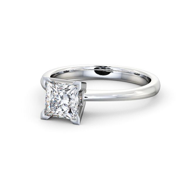 Princess Diamond Engagement Ring 18K White Gold Solitaire - Halsall ENPR6_WG_FLAT