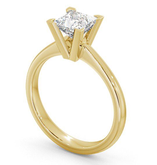 Princess Diamond Square Prongs Engagement Ring 18K Yellow Gold Solitaire ENPR6_YG_THUMB1