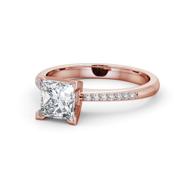 Princess Diamond Engagement Ring 18K Rose Gold Solitaire With Side Stones - Brinsea ENPR6S_RG_FLAT