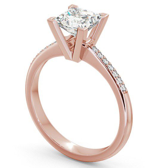 Princess Diamond High Setting Engagement Ring 18K Rose Gold Solitaire with Channel Set Side Stones ENPR6S_RG_THUMB1