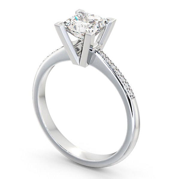 Princess Diamond High Setting Engagement Ring Platinum Solitaire with Channel Set Side Stones ENPR6S_WG_THUMB1