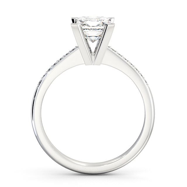 Princess Diamond Engagement Ring 9K White Gold Solitaire With Side Stones - Brinsea ENPR6S_WG_UP