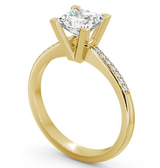 Princess Diamond High Setting Engagement Ring 9K Yellow Gold Solitaire with Channel Set Side Stones ENPR6S_YG_THUMB1