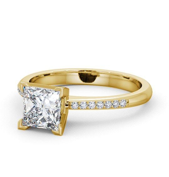  Princess Diamond Engagement Ring 18K Yellow Gold Solitaire With Side Stones - Brinsea ENPR6S_YG_THUMB2 