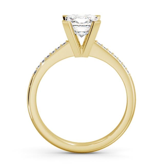 Princess Diamond Engagement Ring 18K Yellow Gold Solitaire With Side Stones - Brinsea ENPR6S_YG_UP