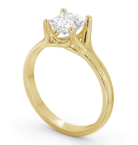 Princess Diamond Split Trellis Design Engagement Ring 18K Yellow Gold Solitaire ENPR70_YG_THUMB1