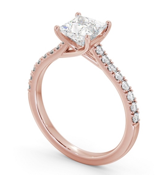  Princess Diamond Engagement Ring 18K Rose Gold Solitaire With Side Stones - Carley ENPR70S_RG_THUMB1 
