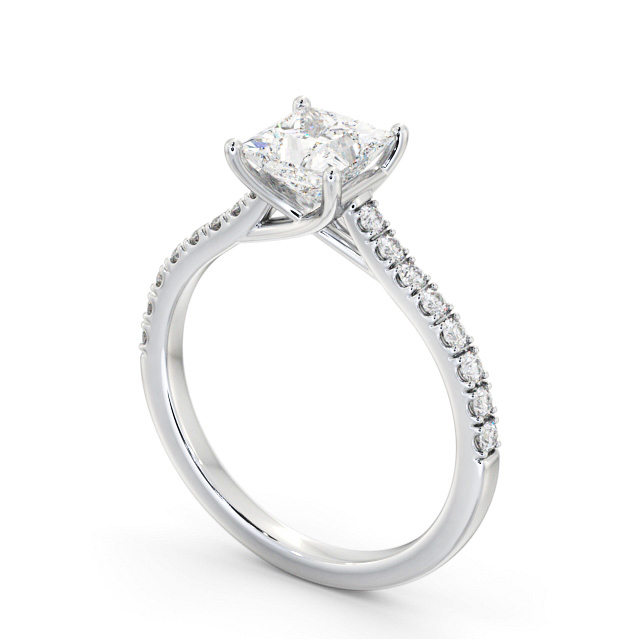 Princess Diamond Engagement Ring Palladium Solitaire With Side Stones - Carley ENPR70S_WG_SIDE